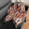 Color block silk scarf Korean version printing color matching scarf twill silk large square scarf 91x91cm shawl sunscreen travel headscarf