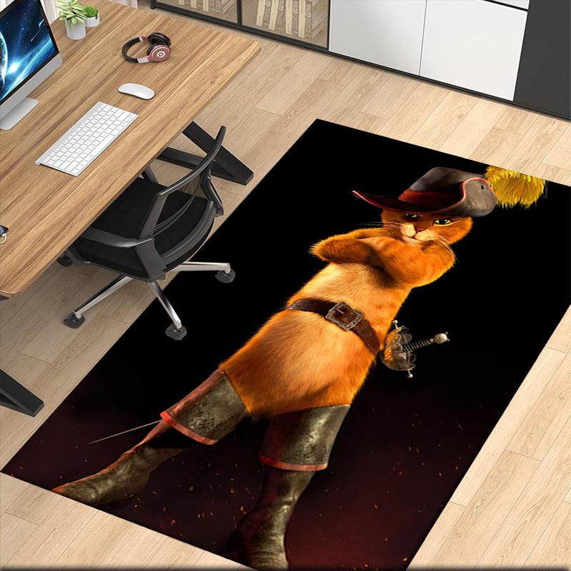 Puss In Boots Printed Carpetrugfor Office Chair Living Room Bedroom Kitchen Room Decor Gifts