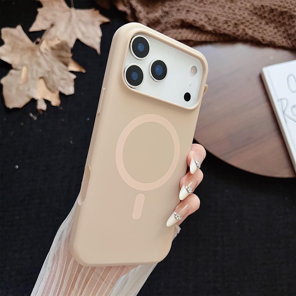 For iPhone 17 Pro Max Magnetic Case Silicone + PC Protective Phone Back Cover Compatible with MagSafe