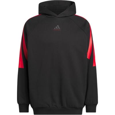 adidas Флисовая толстовка с капюшоном для баскетбола Черно-красная Унисекс JZ7938