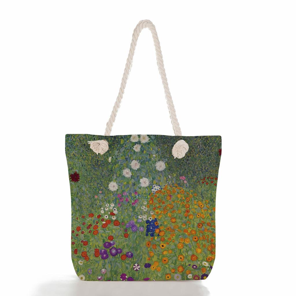Oil painting of a person print thick rope single-shoulder beach bag 7217 KTB