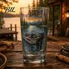 Outdoor Camping Drinkware Fishing Pint Glass Cup, Realistic Jumping Fish Pattern Design, Thickened Enthusiast Gifts Creative Cup for And Cabin