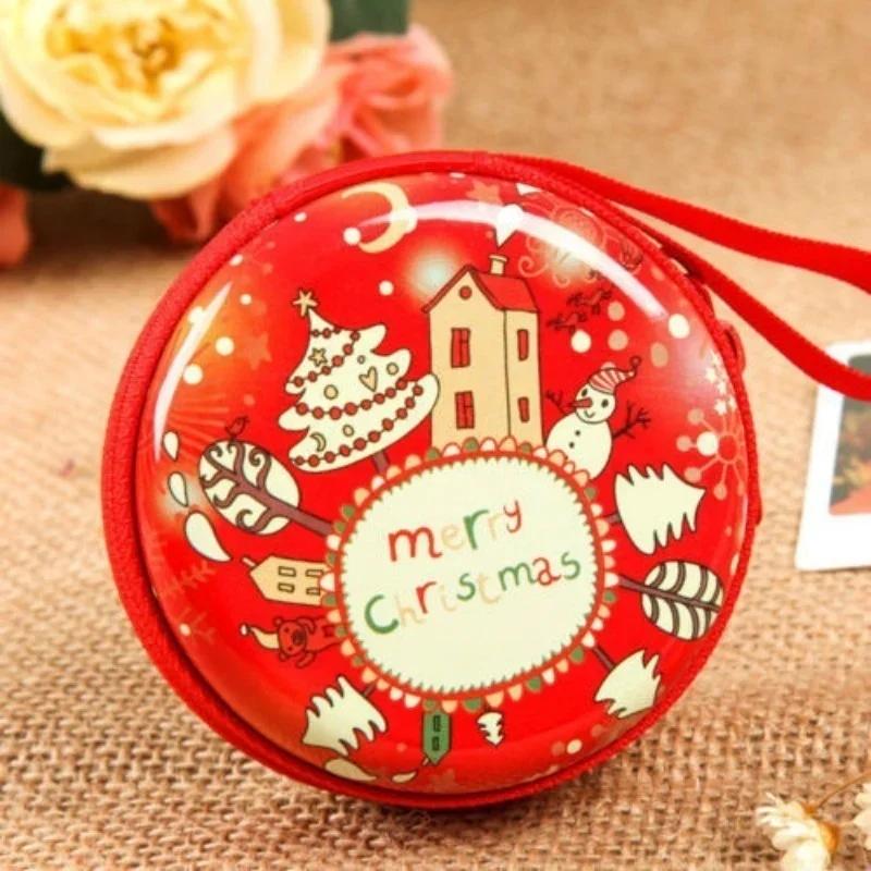 Random Color Creative Christmas Gift Box Coin Purse Cute Portable Iron Cash Box Xmas Gift Case with Zipper