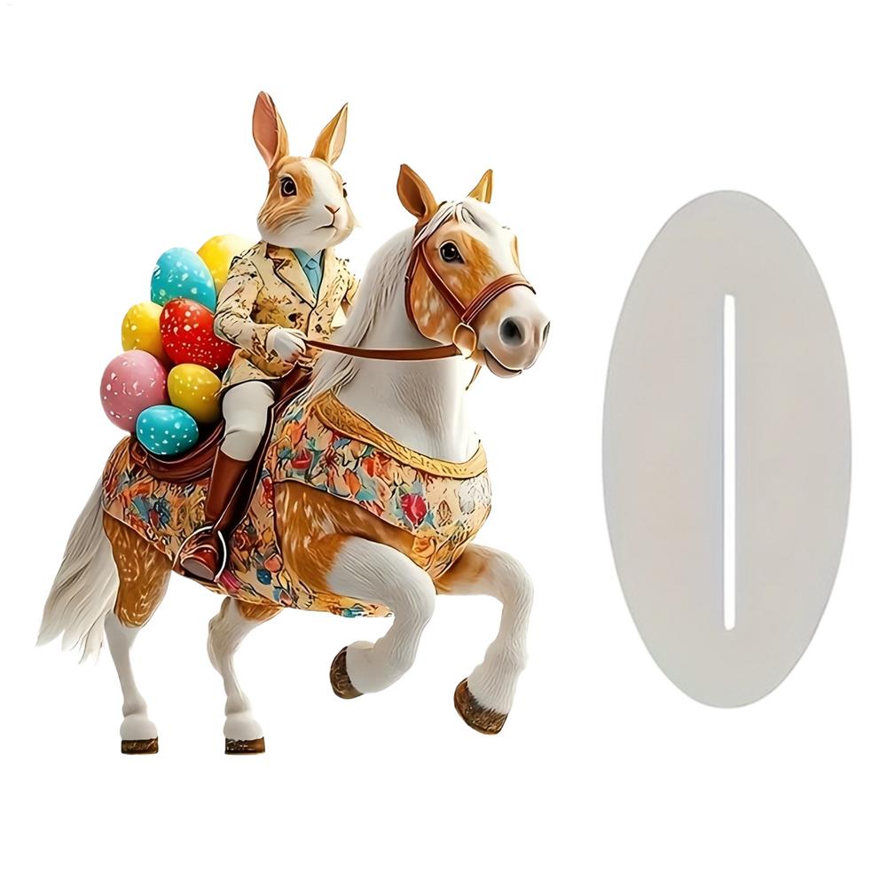 Easter 2D Flat Decoration Acrylic Statue Egg Bunny Easter Decor for Desk Spring Easter Stand Figure Indoor Home Decoration