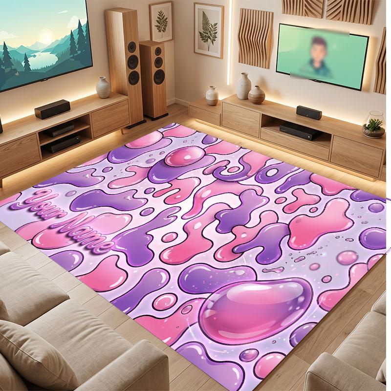 Abstract Geometric Theme Crystal Velvet Floor Rug Personalized Custom Name Text Warm Carpet Home Decoration