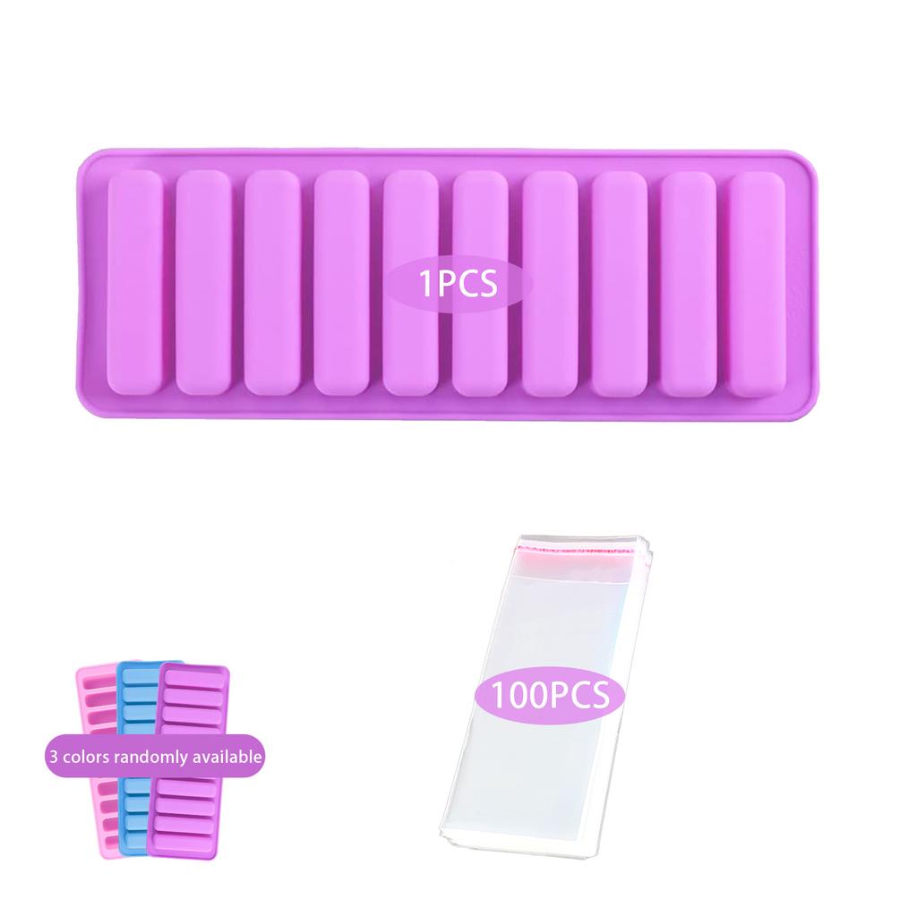 Finger Shaped Silicone Molds, 10-Cavities Rectangle Chocolate Bar Mold for Croquette, Dog Treats, Crayons, Ice Cubes