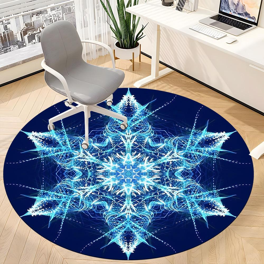 1pc Snowflake Design Chair Carpet for Office Non-Slip, Machine Washable Rug for Office, Room - Holiday Decor, Machine Made yy251016197
