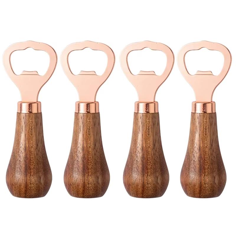 2/4 шт. Открывалка для бутылок с деревянной ручкой, Креативные открывалки для пивных бутылок, Бармен, Открывалка для крышек напитков, для дома, бара, ресторана, домашнего декора