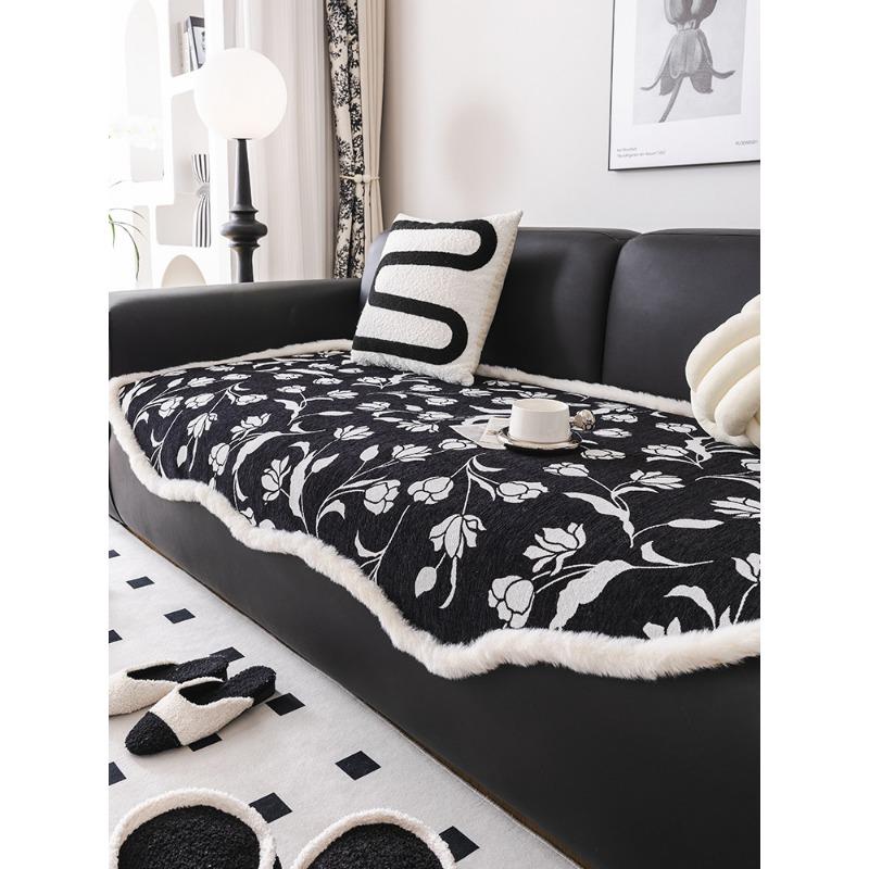 French Entry Lux Sofa Seat Cushions Irregular Shaped Cover Chenille Four Seasons Universal Non-Slip Velvet Feeling Cover Towel