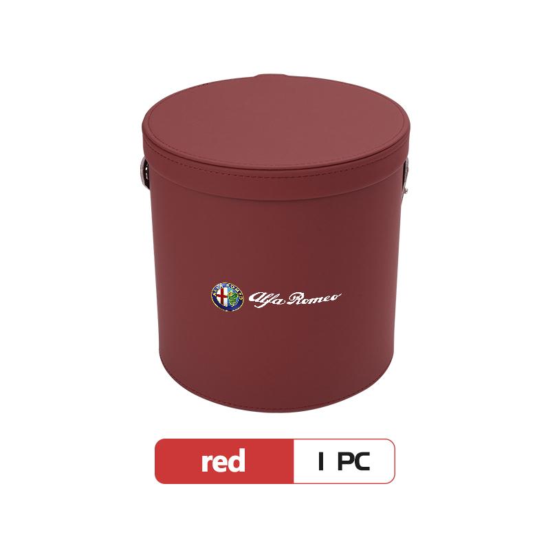 For Alfa Romeo Leather Car Trash Can Portable Trash Bin Garbage Box Organizer Accessories 159 Giulietta 156 147 Giulia Mito GTGZ0