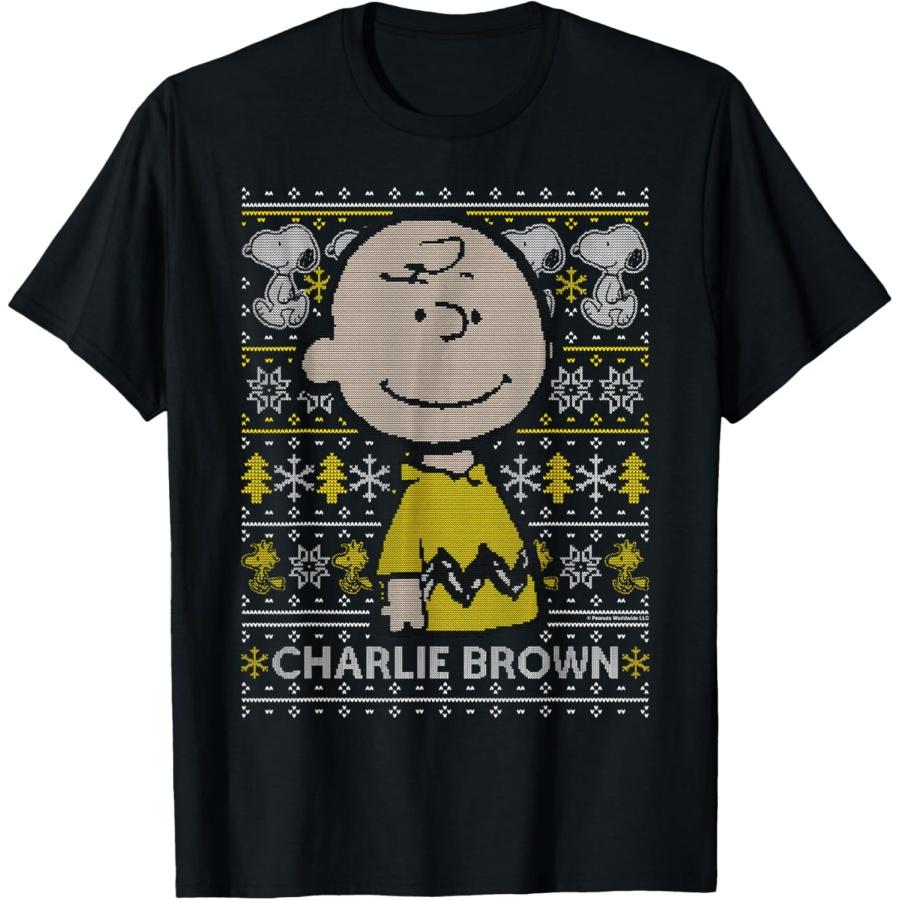 Рождество с Чарли Брауном из Peanuts Вязаный узор Футболка(1)