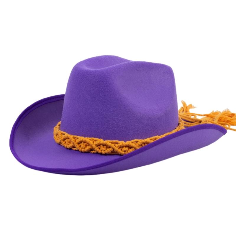 Lightweight Cowboy Hats Ethnic Style Women Wear Resistant Cowboy Hats with Weaving Hat Rope Adult Outdoor Sunproof Hat