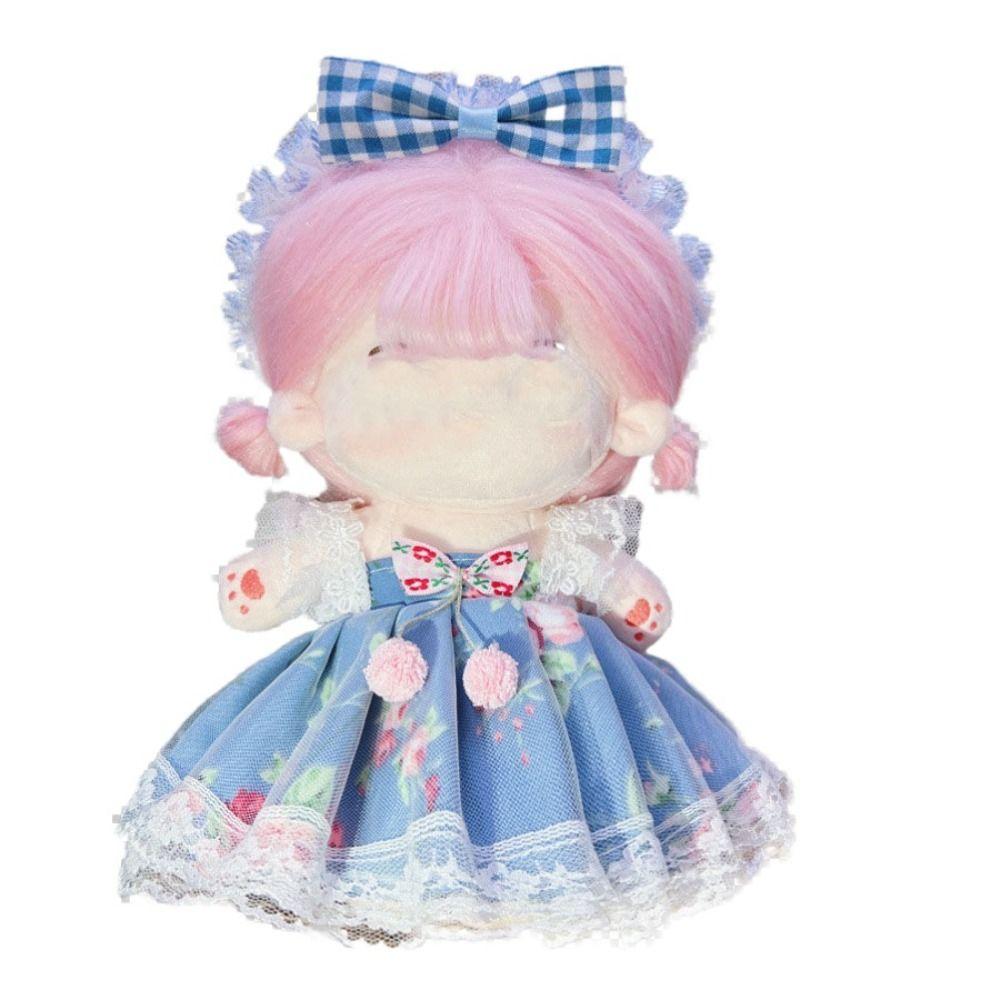 20CM Miniature Dress Suit Lolita Bowknot Headband Princess Dress Set Cotton Stuffed Doll