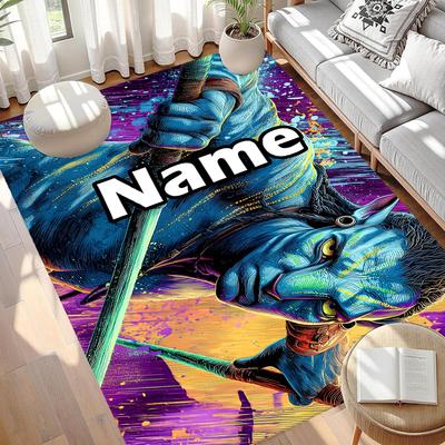 Custom Name Personalized Avatar Print Carpet, Versatile Home Decor Rug, for Playroom, Apartment, Balcony, Entryway, Hallway Gift