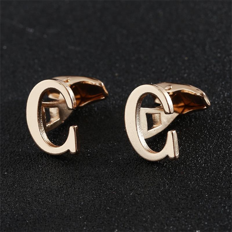 Эксклюзивные мужские запонки в виде золотых букв алфавита - Элегантный дизайн для французских рубашек
