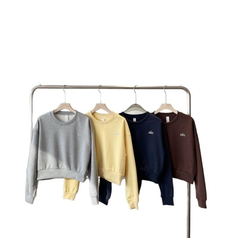 Womens Short Crew Neck Sweatshirt Casual Loose Fit Alphabet Print Long Sleeve Daily Sports Wear