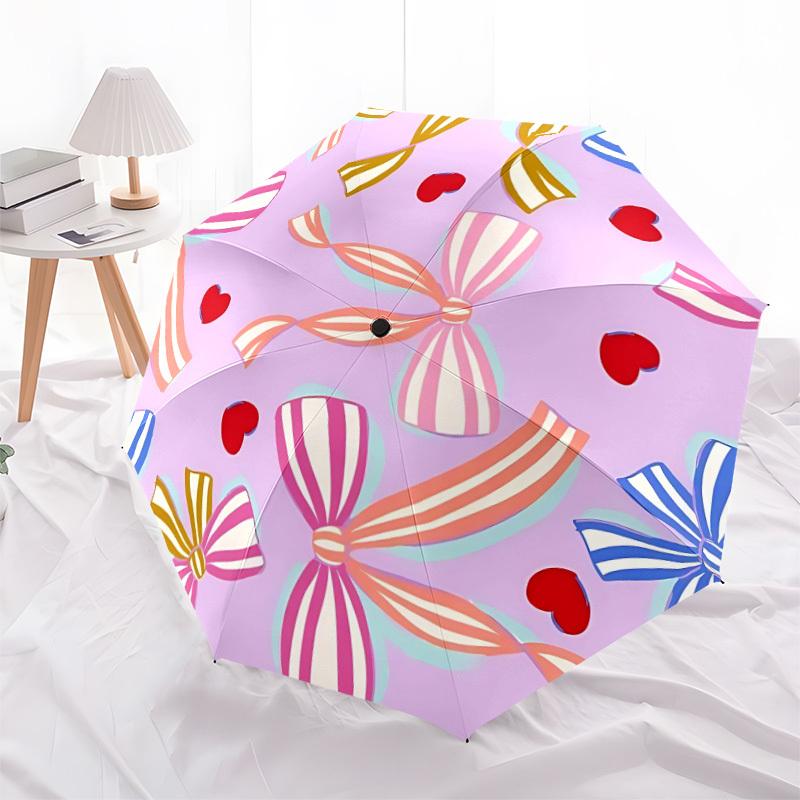1pc Bows Hearts Automatic Folding Umbrella - 8-Rib Automatic Open/Close, Large Canopy Birthday Festival Gift yy251217092