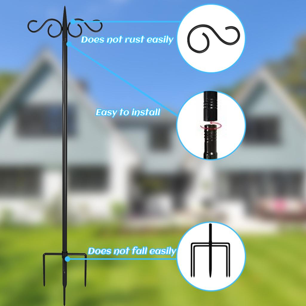 Adjustable Shepherd Hooks for Outdoor Two Sided Feeder Poles Suitable for Garden In Hanging Flower