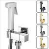 Gold Shower Wall Mounted Toilet Bidet Sprayer Set Brass Valve Bathroom Alloy Black Handheld Self Cleaning Bidet Faucet White