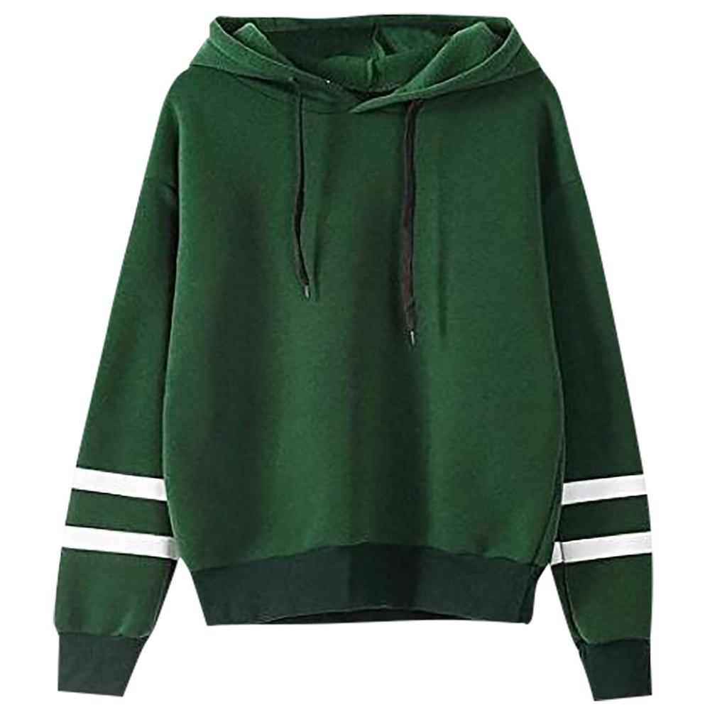 Women's Fashion Casual Loose Long Sleeve Solid Color Hooded Sweatshirt Blouse