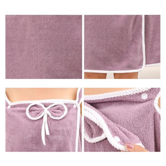 Women Bath Towel Button Closure Spa Bath Towel Wrap Soft Quick Drying