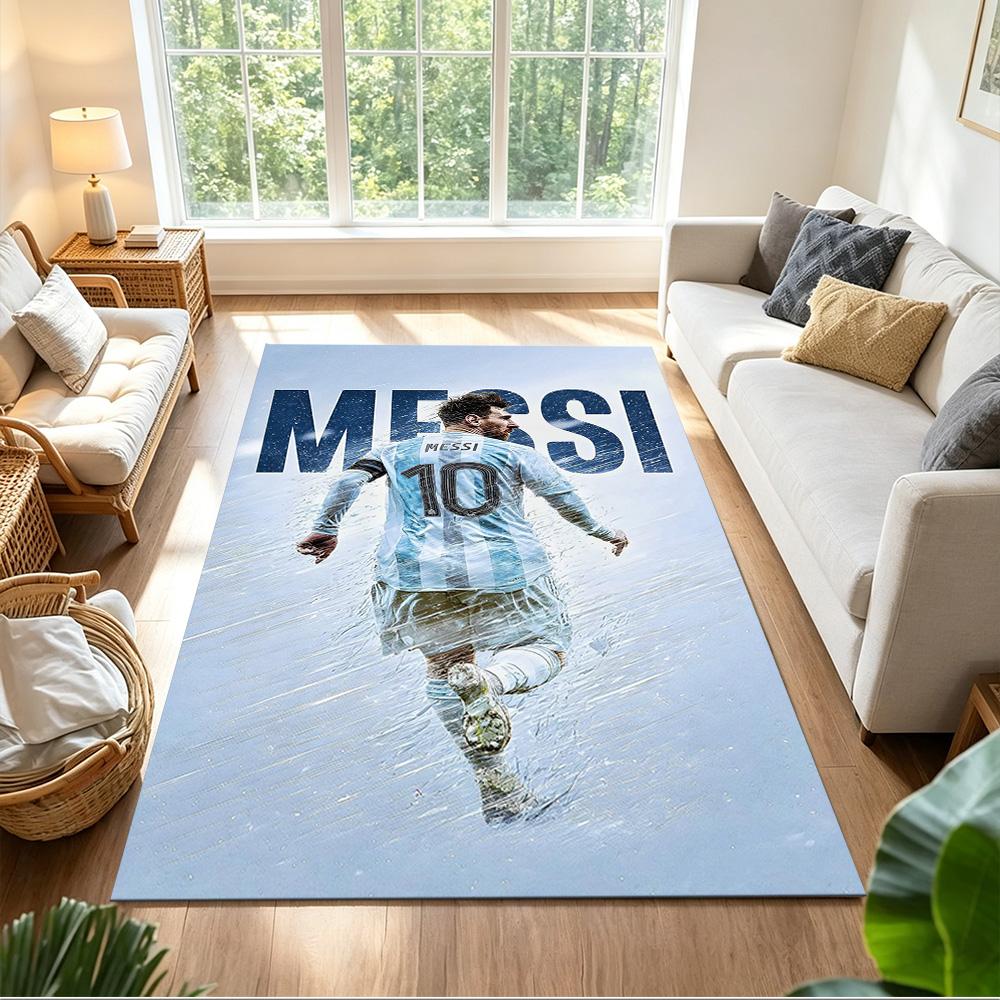Football Messi Floor Rug Office Rug Perfect for Dining Room Playrooms Outdoor Balcony Antislip Carpet Decorate Offices Spiritual Gift