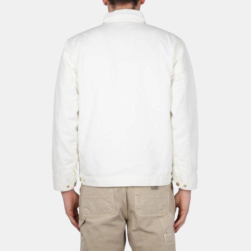 Carhartt WIP SS23 Куртка Detroit Классическая Однотонная Передний Значок Воротник Длинный Рукав Куртка Detroit Мужские куртки Белый I031947-0DJ-06