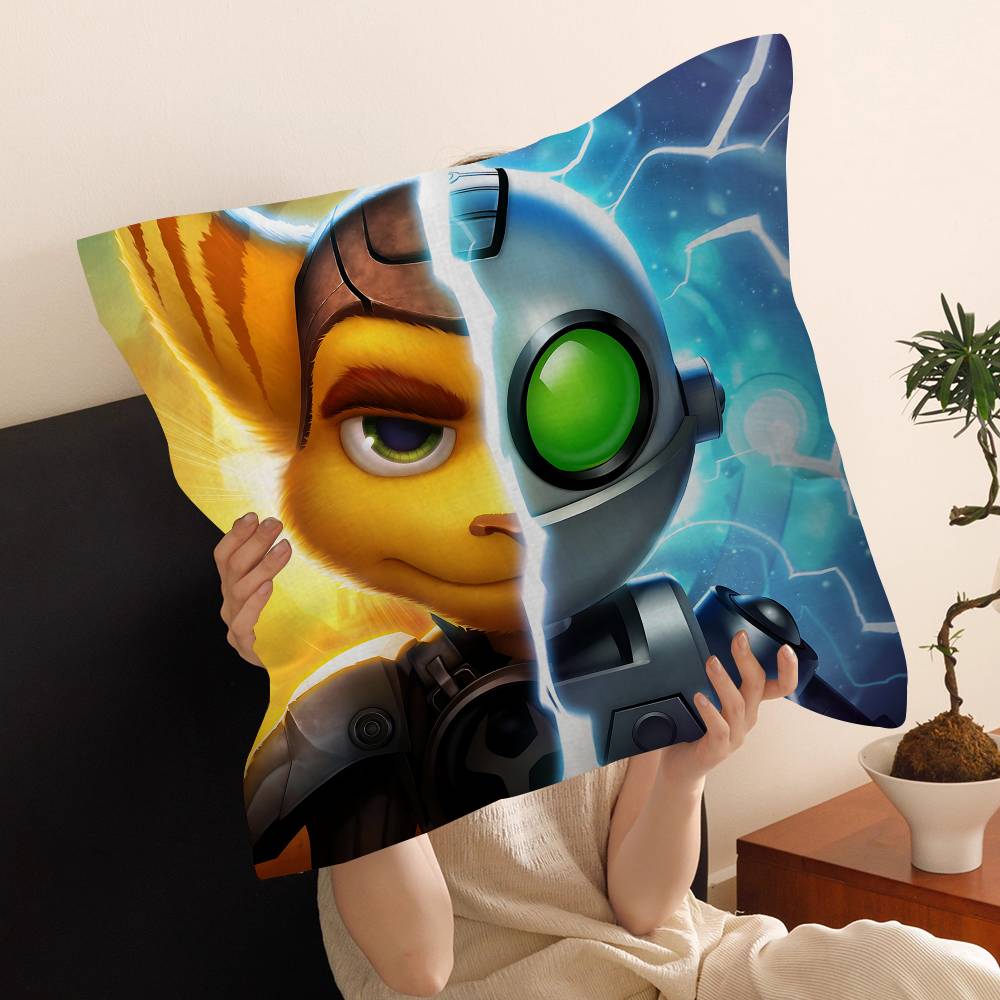 Ratchet N Clank Мультяшный Фан-арт Персонализированная Наволочка Детская Спальня Дизайн Дикой Вечеринки Наволочка Подарок на День Рождения Ребенка