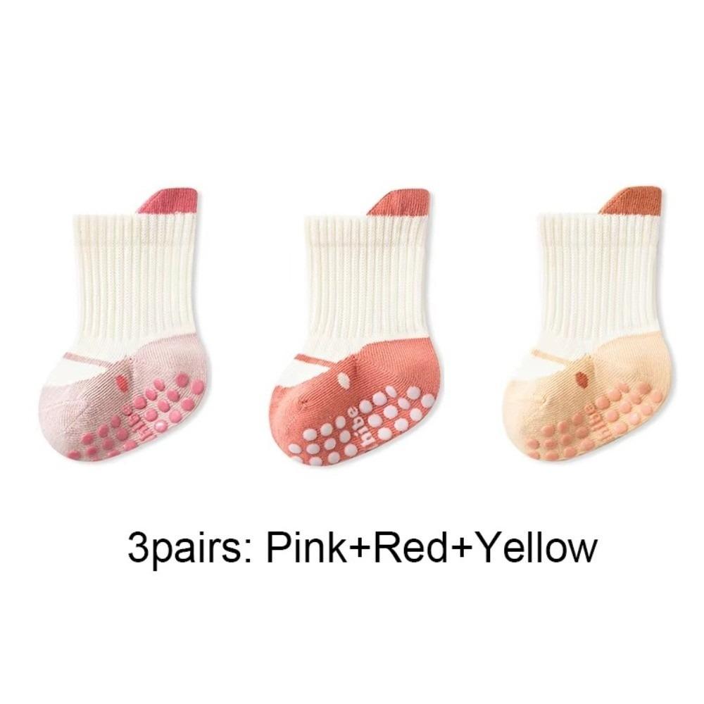 3 Pairs Soft Cotton Anti-Slip Socks Non-Slip Infant Walking Socks Kids Crawling Socks For Newborn
