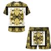 New Summer Men's Suit Short Sleeve High End Brands 3d Luxury Printing O-Neck Hip Hop T-Shirt+Shorts 2-Piece Set Streetwear
