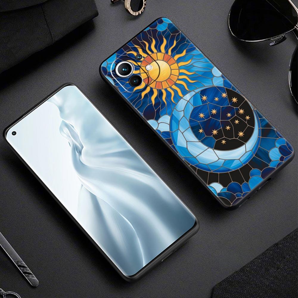 Красивый чехол-крышка из стекла с рисунком Солнце и Луна для Xiaomi Mi 17 15 14 13 12 11 Ultra 15T 14T 13T 12T 11T Pro Lite 5G Мягкий ТПУ корпус