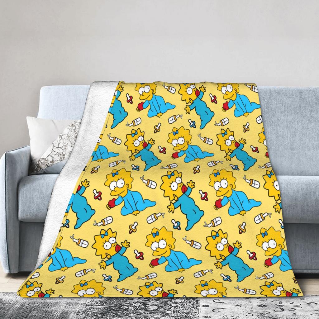 Soft Cozy Bedding Throws Camping S-Simpsons Lisa Cartoon Print Blanket Flannel Bedspread For Couch Chair Graphic Sofa Bed Cover