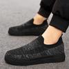 One-pedal Men's Shoes Summer Breathable Thin Black Socks Shoes Men's Summer Fly-woven Mesh Canvas Sports Shoes