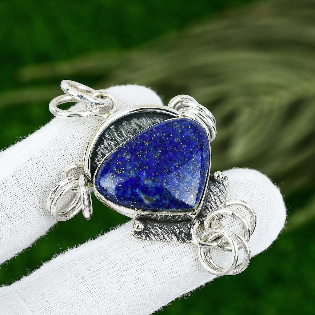 Natural Lapis Lazuli Gemstone Jewelry 925 Sterling Silver Pendant For Women