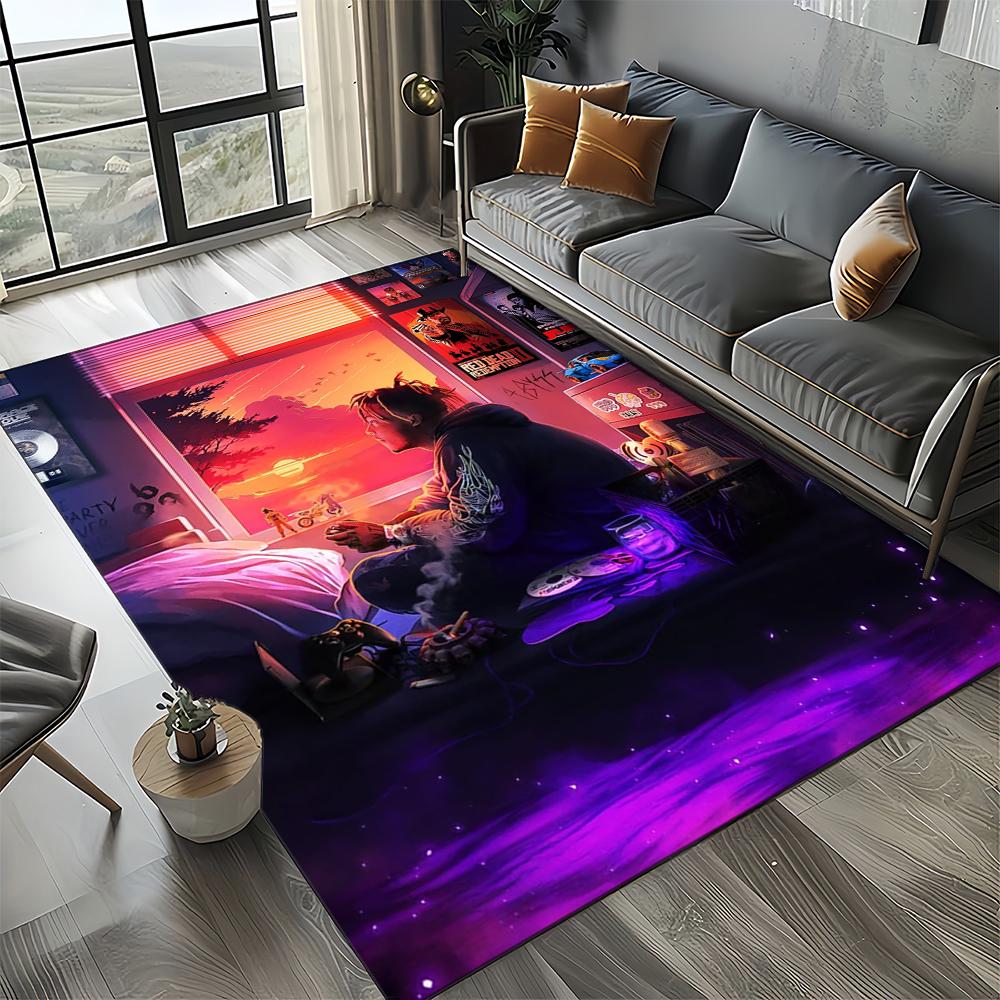 3D Print Juice WRLD 999 Legend Rapper Album Carpet Rug for Living Room Bedroom Home Sofa Decoration,Kids Play Non-slip Floor Mat