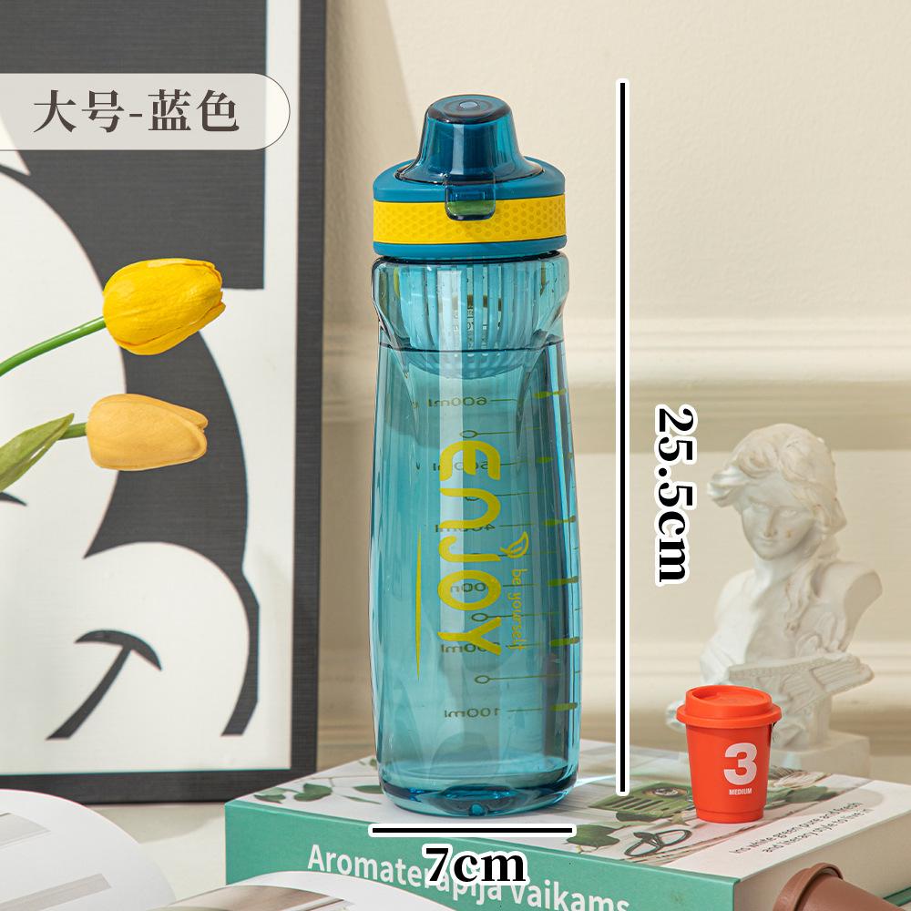 Water bottle drinking large capacity outdoor fitness plastic cup student with graduated sports water cup high temperature handle water cup wholesale
