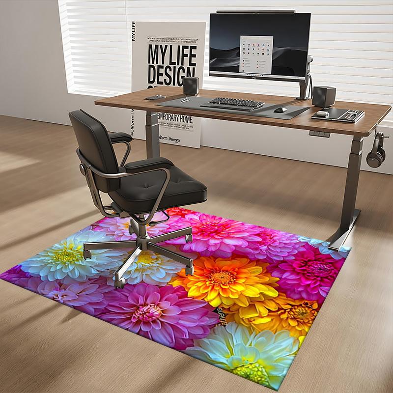 1pc Athena's Colorful Flower Office Chair Mat - Festive Gift for Home and Workplace, Suitable for All Seasons.P012