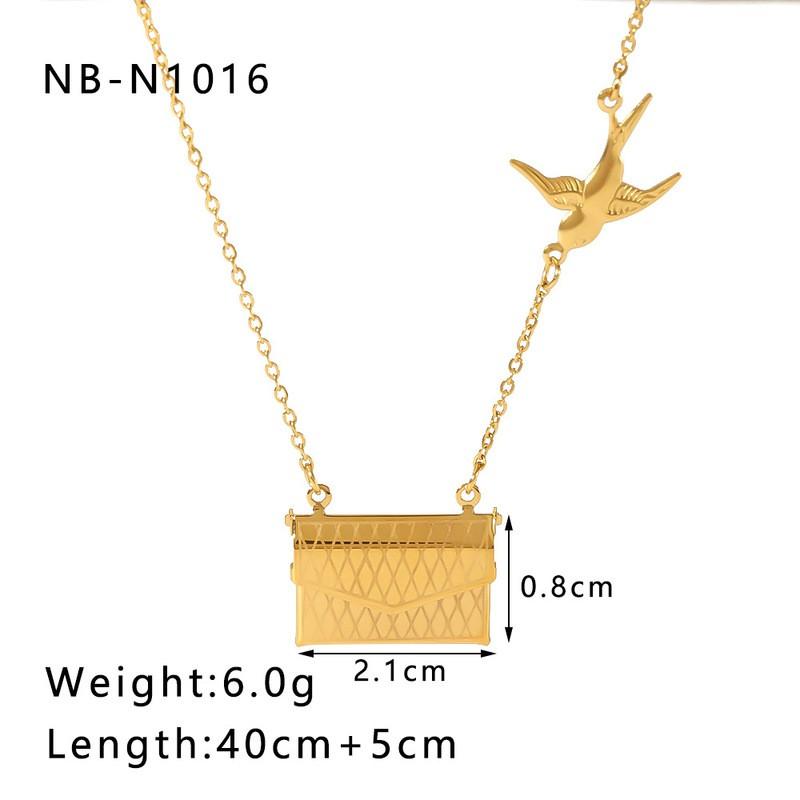 Stainless Steel Book-Shaped Pendant Necklace With Heart Clasp Women Ins Style Minimalist Locket Chain Jewelry