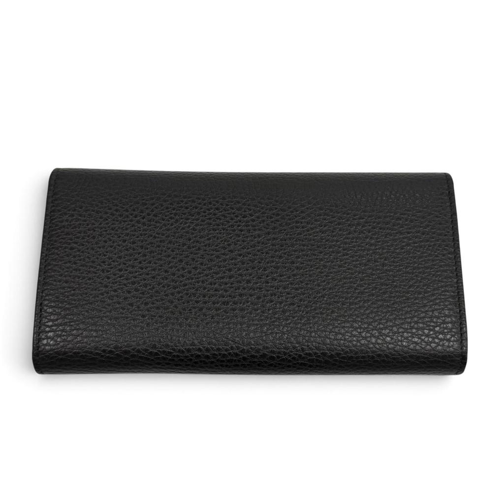 Pristine GUCCI Purse Double G Continental Wallet black leather Women 456116 Used