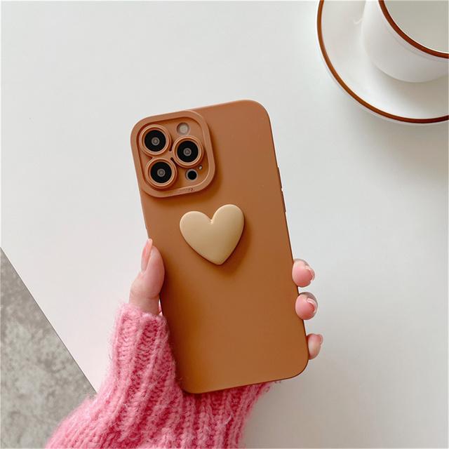 Чехол с розовым корпусом для Iphone 13 12 Promax 14 Pro Max Xsmax Xr X 11 7 8 Plus с мультяшным 3d рельефным чехлом для телефона с сердечками Conque