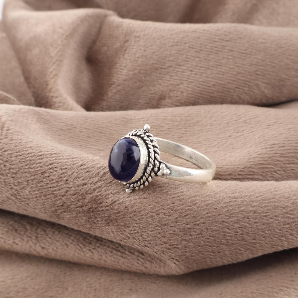 Кольцо с содалитом, Драгоценный камень 925 Проба Стерлинговое серебро Ювелирное кольцо, Украшения ручной работы Красивое кольцо, Подарок для нее