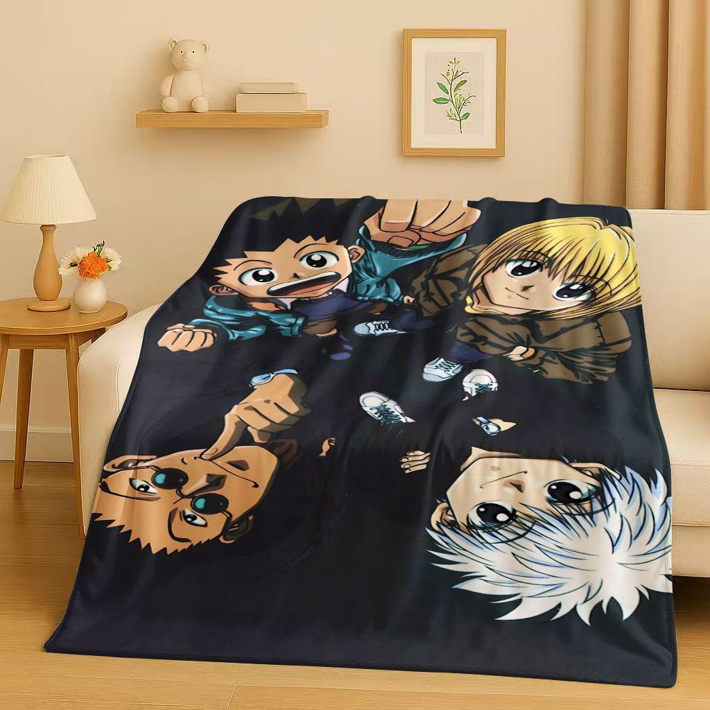 3D Anime Hunter X Hunter Killua Zoldyck Cartoon HXH Flannel Blanket,Ultra Soft Warm Plush Throw for Home Bedroom Bed Sofa Cover
