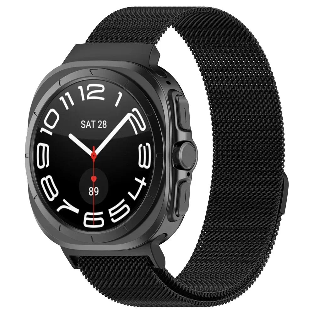 Ремешок Milanese Loop для Samsung Galaxy Watch 7 Ultra 47 мм из нержавеющей стали, магнитный браслет без зазора, аксессуары для часов 7Ultra