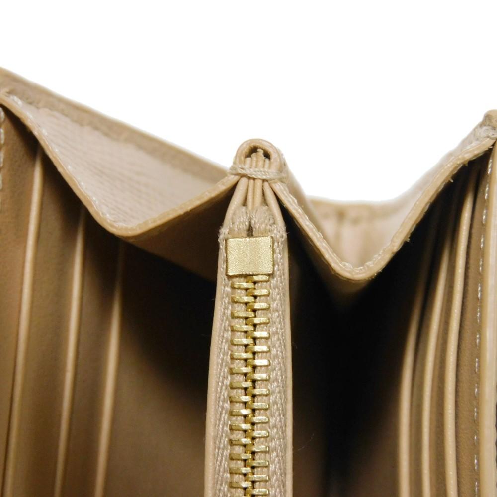 Used 10431 Large Flap Wallet 10B563BEL.03ND 7940 Foil-Stamped Grain Calfskin Beige Bifold Long Wallet New Logo Nude