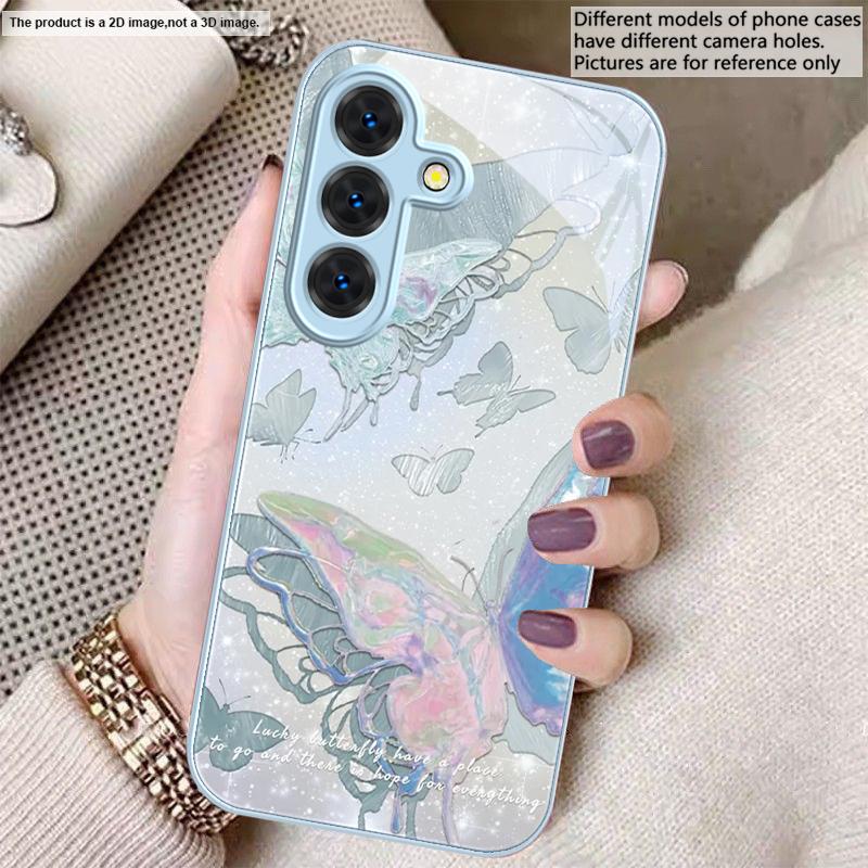 Счастливая бабочка Картина Для Samsung S26 S22 S8 S9 S10 S20 Ultra S21 Pro S22 Plus S23 FE S24Ultra S25 Edge S24+ Стеклянный Чехол Для Телефона
