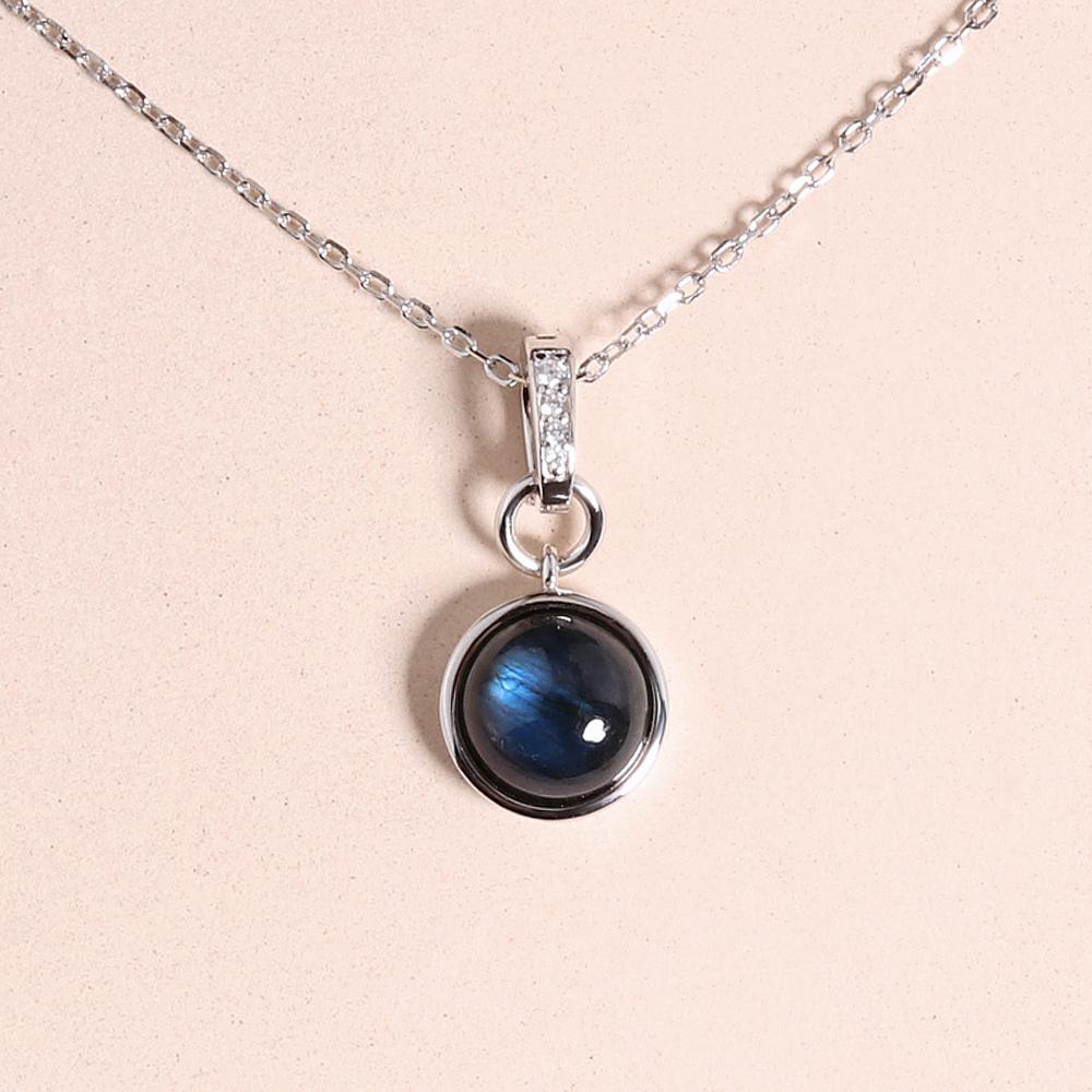 Простое ожерелье из стерлингового серебра 925 пробы с натуральным лунным камнем лабрадоритом, драгоценные камни, изящные украшения с цепочкой, для женщин, хороший подарок