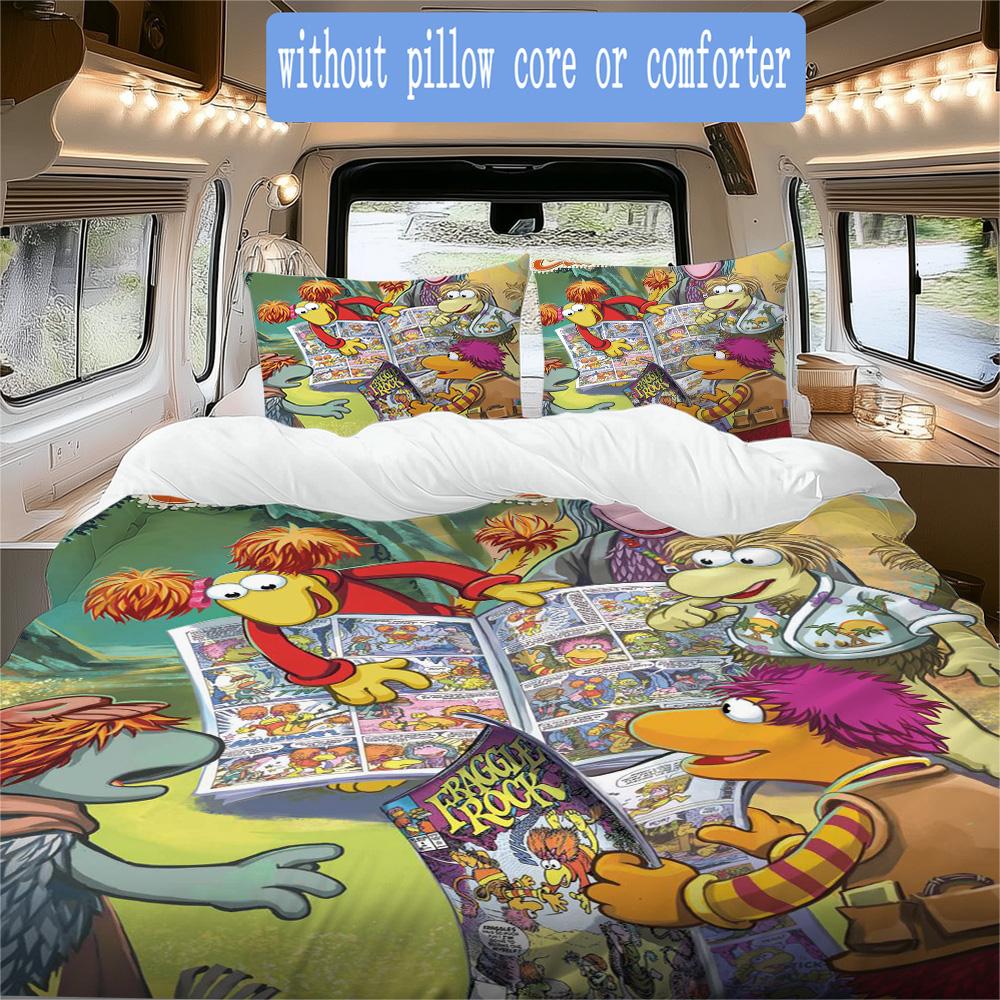 Fraggle Rock Adventure Pattern Bedding,Quilt Set Quilt Cover Pillowcase Home Birthday Gift (1*duvet cover+2*pillowcase,without core)XSJT0917305