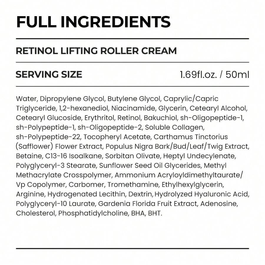 Skin&Lab Retinol Lifting Roller Cream With Massage Applicator 50ml, Vegan Anti Aging Face And Neck Cream For Reduce Wrinkles And Fine Line, For Face