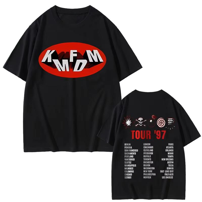 Rock Band Kmfdm Tour 97 Graphic Print T-shirt Summer Men Women Vintage Gothic Punk Streetwear Male Oversize Cotton T Shirts