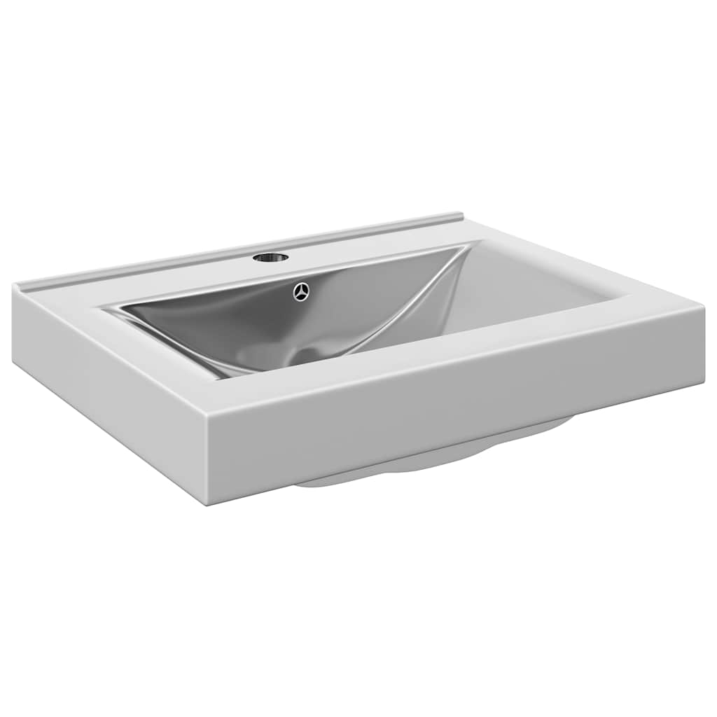 Ceramic Sink with Overflow 60 x 46 x 16 cm Silver